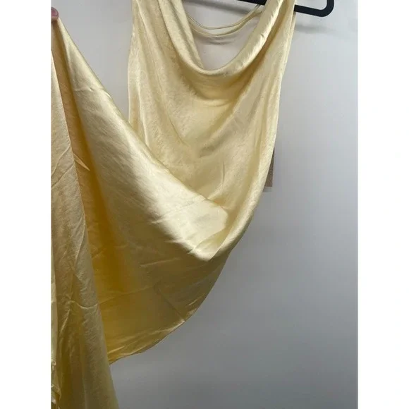 NWT Meshki Yvette Slip Maxi Dress Asymmetrical Hem Women's Small Butter Yellow - Picture 11 of 13